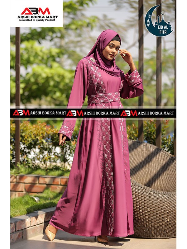 Pink Double Part Party Borka With Belt
